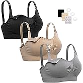 KLKIT 3 Pezzi Reggiseno per Allattamento, Reggiseno per maternità Senza Fili, Reggiseno Allattamento con Estensioni Extra del