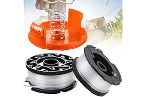 LANSKYLAN 2 PCS Bobinas de Hilo de Repuesto 1.65MM*9.144M Bobina de Repuesto para Cortacésped con 1 Tapa y Primavera Bobina de Repuesto de Recortadora para Cortacéspedes BLACK DECKER AF-100-3ZP