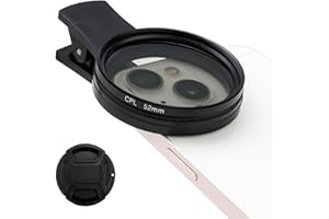LTTEEA Clip-on Filter 52 mm CPL-Filter Polarisationsfilter für Smartphones, universelle Zirkular-Polarisationslinse für iPhone, Samsung, Android, beseitigt Reflexionen, verbessert Farben, minimiert Blendung