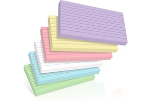 OJUSSA Record Cards Paper 300Pcs Revision Cards 12.7 * 7.6cm Lined Index Crads Assorted Colours for Office Working School Learning
