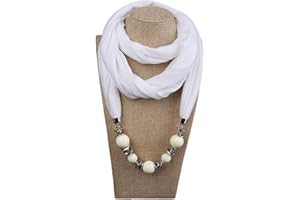 GUMEI Femmes Mode Foulard Anneau écharpe Colliers Perles Couleur Unie Bijoux châle