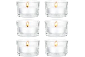 TEUENA 6 Pezzi Portacandele Vetro, Porta Candele da Tavolo per Matrimoni, Portacandela Vetro Tealight, Set di Bicchieri da tè Trasparente per la Decorazione del Soggiorno, Decorazioni per Feste - 4,7x2,5cm
