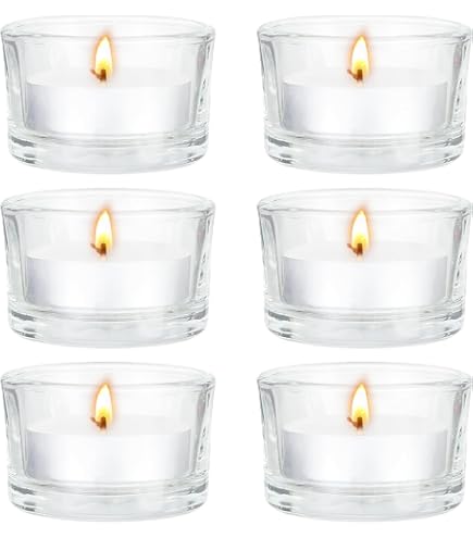RIUBIXING - Set di 10 portacandele in vetro (diametro 4,5 cm x altezza 6 cm), portacandele in vetro trasparente