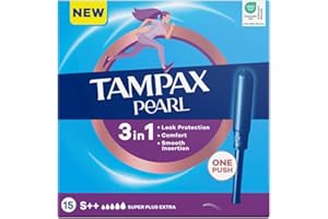 Tampax Pearl Super Extra Plus Tampons with Applicator, 15 Count