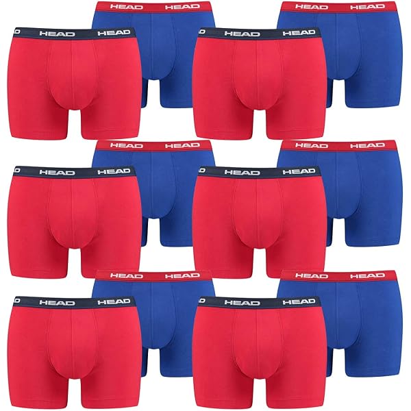 HEAD 8er Pack Herren Boxershorts – Basic Baumwoll-Unterwäsche In Schwarz/Blau/Orange, Größe L