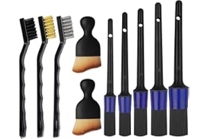 OHVBAEON 10Pcs Car Detailing Brush Kit, Interior & Exterior Cleaning Kit with Soft Wheel Brushes