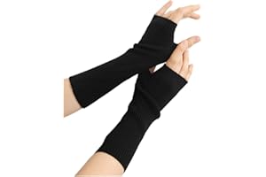 Prettystern Medio-lungo Manicotti Donna 100% Cachemire Lana Scalda Braccia Guanti Senza Dita Scaldamani Cashmere