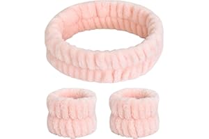 Zimoer Set de Bandeau et Bracelets de Lavage de Visage,Bandeaux de Spa Facial,Bandeau de Maquillage Bandeau de Visage Serre-Tête de Lavage de Visage