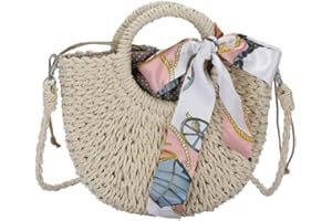 BOSSIK Straw Tote Bag for Women - YYW Fashion Natural Weave Straw Bag Straw Shoulder Bag Handbag with Drawstring for Women Girl Gift