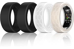 POLYJOY 4 Pack Ring Protector Compatible with Ultrahuman Ring AIR Oura Ring Gen 4/3 Heritage/Horizon/Ceramic, Upgraded Anti-Scratch Elastic Cover for Working Out Women Men (Black*2+Clear*2, S for 4-10)