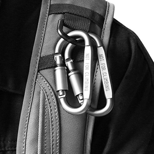 Utmury Karabiner Schlüsselanhänger Karabinerhaken mit Schraubverschluss,Aluminium Legierung Haken D-Ring Haken Außen (nicht zum Klettern)(6 Stück) - 6