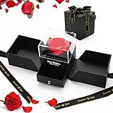 Gohytal Rosa Eterna per Donna, Bella e la Bestia Rose Confezione Regalo di Gioielli in Rosa Stabilizzate Fiore Mai Appassito,