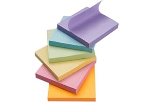 Agoer Lot de 600 Notes Autocollantes - 76 x 76 mm - Multicolore - 6 Livres-100 Feuilles/Livre Sticky Notes Pour le Marquage des Pages pour bureau, étude, maison (6 couleurs)
