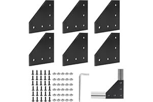EXLECO 6er Eckhalterung Verbindungsplatte Aluprofil 30x30 Eckhalterungsplatte Eckwinkelplatte L Profil Aluminium mit Muttern Schrauben Sechskantschlüssel für 7mm Schlitz Aluminiumprofil, Schwarz