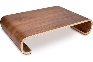 Navaris Soporte de Monitor de Madera de Nogal para despacho - Elevador de Pantalla de Ordenador para Mesa - Organizador de sobremesa para Escritorio