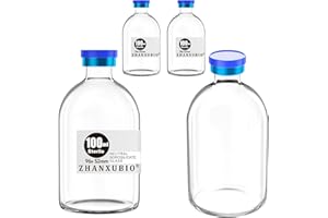 ZHANXUBIO Sterile Empty Vials with Self Healing Injection Port and Aluminum Plastic Cap,Sterile Package (100ml Clear 4PCS)