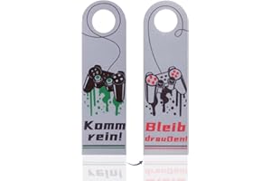 TUTUKYLE Bitte Nicht Stören Schild ich Zocke, Bleib Draußen - Komm Rein, 2stück Türanhänger aus Filz, Türschild Kinderzimmer, Zocken Geschenke, Gamer Zimmer Deko, Coole Sachen für Teenager Jungs Mädchen Grau