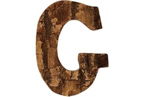 Anawakia Lettres en bois A B C D E F G H I J K L M N O P Q R S T U V W X Y Z Vintage Écorce de bois massif chiffres & 0 1 2 3 4 5 6 7 8 9 Retro DIY Décoration (G)
