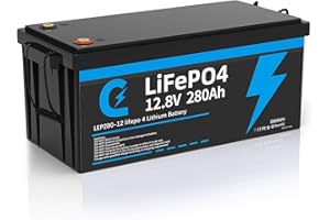CLUHERTVY Lifepo4 Lithium-Akku 280Ah 12V mit 15.000 Tiefenladungszyklen und Batteriemanagementschutz, Lithium Batterie 12,8V 280Ah für mehr als 10 Jahre Geeignet für Wohnmobilen, Golfwagen (12.8V/280AH)