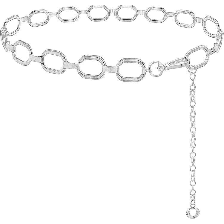 Chaîne De Ceinture Argentée Avec Pendentif Cœur - Longueur Réglable 107cm - Alliage