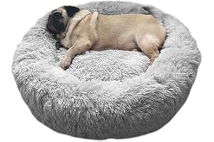 Wuudi Panier Chien Lit pour Animal Familier Rond et Doux 50cm 1pcs pour Chats et Petits Chiens Domestique Coussin de Sommeil pour des Dormant (Gris Clair)