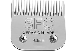 BESTBOMG Tête de Coupe Peignes de Rechange compatible avec Oster Animaux Tondeuse, Lames de Rechange Compatible avec Wahl Tondeuse, Lame en Céramique Compatible avec Andis Tondeuse(5FC 6.3mm)