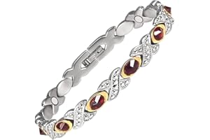 DESCONOCIDO Pulseras magnéticas de cristal rojo para damas, comúnmente usadas para aliviar el dolor y la curación magnética, alivio del dolor en las articulaciones, regalo de salud para damas