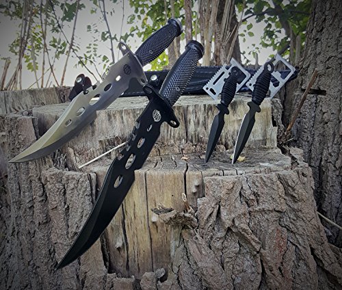 "Mega-Spar-Set" 36cm CANADA "Forrest Ranger 3th." und "Forrest Ranger 2th." in einem Set. Mega Bowie- Jagd- Outdoor- Survival- Messer. incl. 2 Dolche Beimesser und 2x 12in1 Survival-Cards