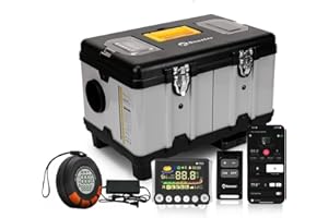 ‎SUNSTER Sunster 8kW Tragbare Diesel Luftheizung, 110-240V AC & 12/24V DC Diesel Standheizung mit Drahtloser Temperaturschalter mit CO-Detektion, Dieselheizung mit Automatischer Start&Stop, Lüftungsmodus