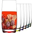 EDGE 99 Drinking Glasses, Multicolored Highball Glasses, Tumblers Set of 6 Drinking Glasses - 390 ML