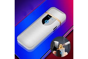 Deluisho Accendino Elettronico, Accendino ad Arco, Ricarica USB Accendino Antivento Touch Durevole, Accendisigari Tascabile (Argentato)