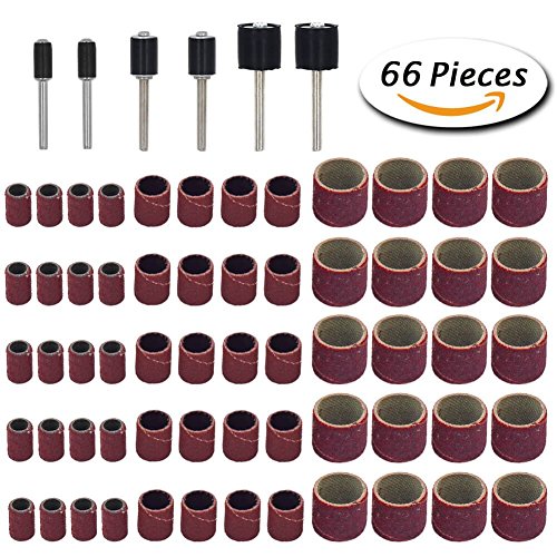 TILY 66 Stück Drum Sanders Set 60-teilig Schleifen Bands und 6 Stück Drum spannfuttern