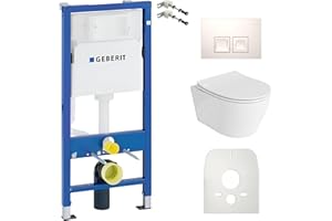 Lavita Duofix Praia Basic Ensemble WC encastré avec élément de chasse d'eau + abattant WC + panneau de commande Delta 25 - Bouton blanc - Kit complet encastré pour WC