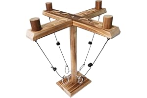 ‎ZAKVOP Hook Ringwurfspiel für Erwachsene, ZAKVOP Haken und Ringwurf-Kampfspiel für 4 Spieler, Handgefertigte Holzschleifen-Wurfhaken, Schnelles interaktives Spiel für die Party