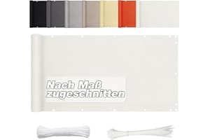Aiyaoo Balkon Sichtschutz Balkonabdeckung 90 x300cm- Balkonbespannung Wetterfest WitterungsbestäNdig Und Wasserabweisend, Pflegeleichtes, Deko für Balkongeländer, Terrasse & Garten - Weiß