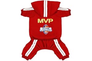 IZEFIA Hund Hoodies Hund Kleidung 4 Beine Overall Fußball MVP Fleece Pullover Winter Sweat Shirt Warme Baumwolle Hoodie für Kleinen Hund Mittel Große Hund