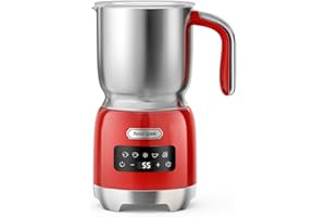 Hazel Quinn Milk Frother, 5-in-1 Automatic Frother and Steamer, Hot & Cold Foamer, Adjustable Temperatures & Thickness, Detachable Cup for Dishwasher Safe, LED Touch Control, 400 ml - Ruby Red