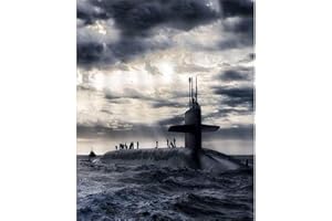 YSCOLOR Diamond Painting Bricolage 5D Diamant Peinture Kit De Forage Complet Sous-Marin Océan Marine Mer Vagues Militaire Navire De Guerre Mode Mer Maison Arts Artisanat 30x40cm