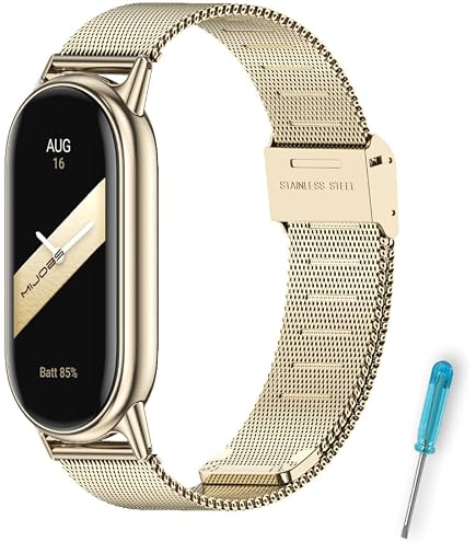 LanQii Metall Armband Für Xiaomi Smart Band 10/9/8 – Edelstahl Roségold, Verstellbar, Inkl. Werkzeug