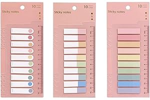 Amerson Index Tabs with Ruler, 3 Pack 600 Pieces Sticky Tab, Note Page Marker, Writable and Repositionable File Flags Morandi Colored Pages Markers Book Labels for Reading Tab， Classify Files (Blue)