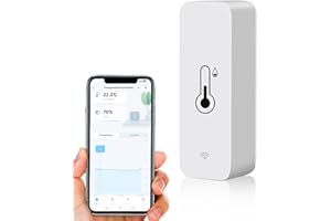 ZECAMIN Termometro igrometro smart, WiFi sensore mini per temperatura interna e umidità, sensore di temperatura e umidità per ambienti, controllo remoto tramite app per serra e cantina, compatibile Alexa.1PCS