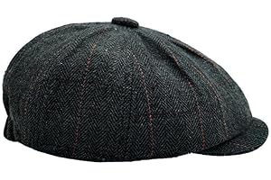 Charmylo Newsboy Cap Gatsby Baker Boy Hat Flat Caps Tweed Adjustable Peaky Herringbone Cloth Cap Hat