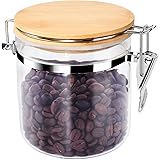 77L Food Storage Jar, 18.58 FL OZ (550 ML), Glass Food Storage Jar with Airtight Seal Bamboo Lid, Snap-Fit White Glass Food S