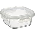 Amazon Brand - Solimo Borosilicate Glass Container with Fresh-n-Lock Safe Storage and Transparent Lids, Square (800 ml Each) (Clear)
