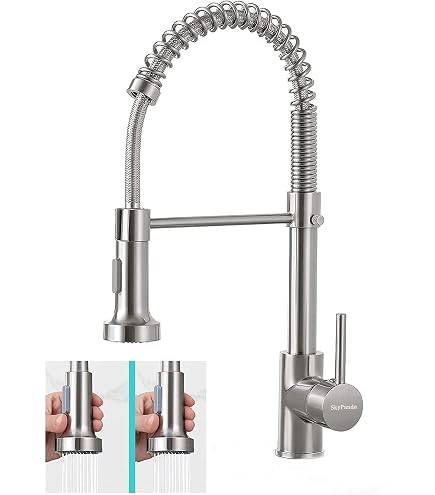 Rubinetto A Muro Da Esterno Rubinetto Da Cucina A Parete Con Pistola A Spruzzo - Girevole 360°, In Acciaio Inox Spazzolato, Cartuccia Ceramica