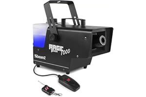 Máquina de nieve BeamZ Rage 1000 con mando inalámbrico - Efecto copo de nieve - Depósito grande de 2000 ml - Maquina nieve artificial Potencia de 1000 vatios - Decoración navidad, Fiestas, Mercados