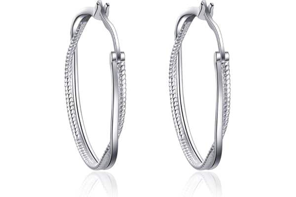 Boucles d’oreilles Créoles en Argent Sterling 925 Cercle Boucles d'oreilles Bijoux pour Femmes et Filles Cadeau d'anniversaire
