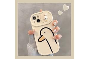 JIUWANG Kremowe Etui do iPhone 14 Kaczki z Ochrona Obiektywu, Miękki TPU Odporny na Wstrząsy, Cover iPhone 14 Case Anime Design 3D Duck Cute Kawaii dla Kobiet Dziewcząt