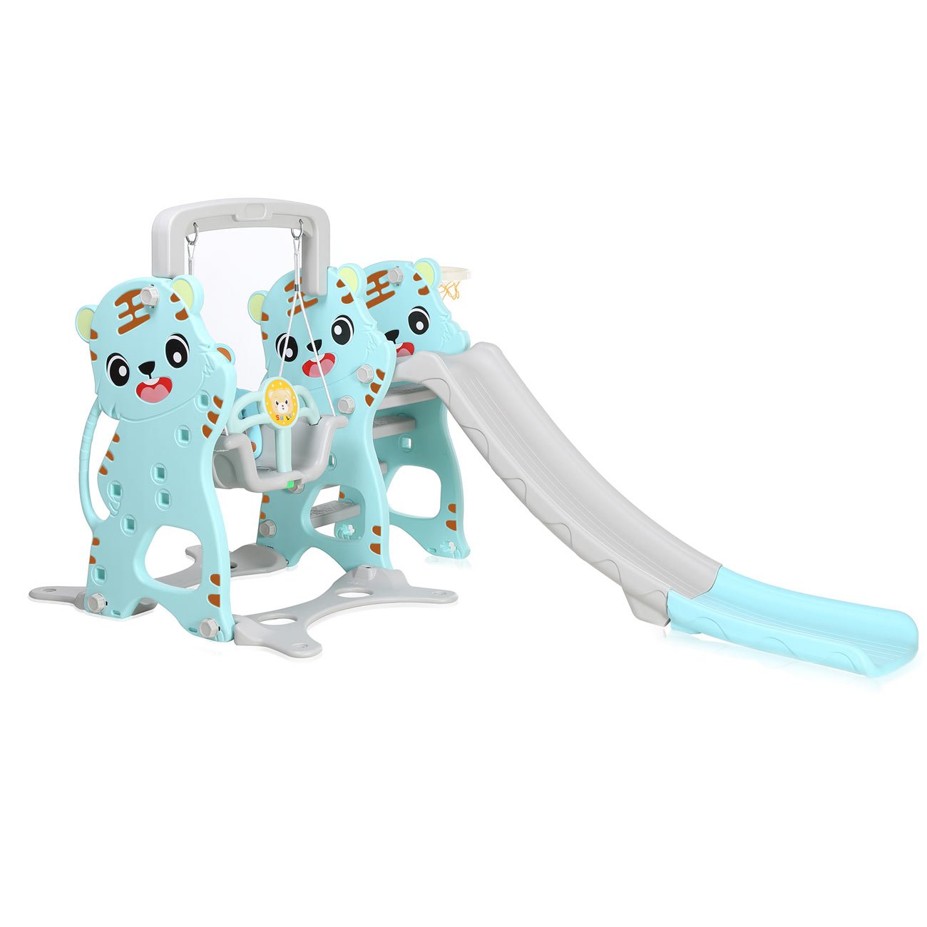 Baby-Vivo-Toboggan-Aire-de-jeux-Balanoire-pour-Enfants-chelle-Extrieur-et--lIntrieur-Jardin-en-Turquoise-Gris