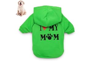 Macabolo - Vestiti per cani di piccola taglia con scritta stampata I Love My Mom, felpa con cappuccio per cuccioli o cani di piccola taglia in misto cotone con cappuccio per autunno-inverno